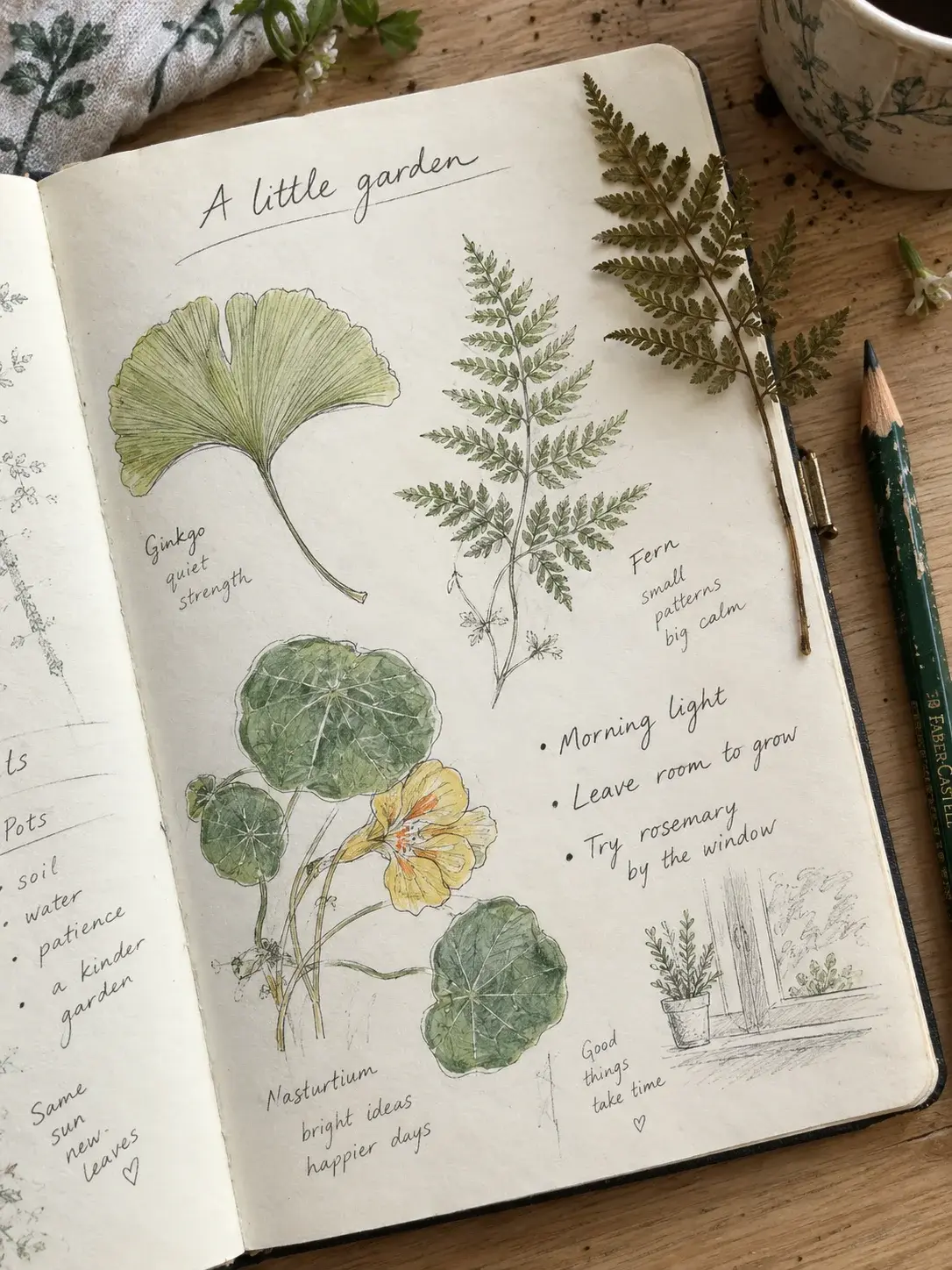 Photographed handwritten garden notes